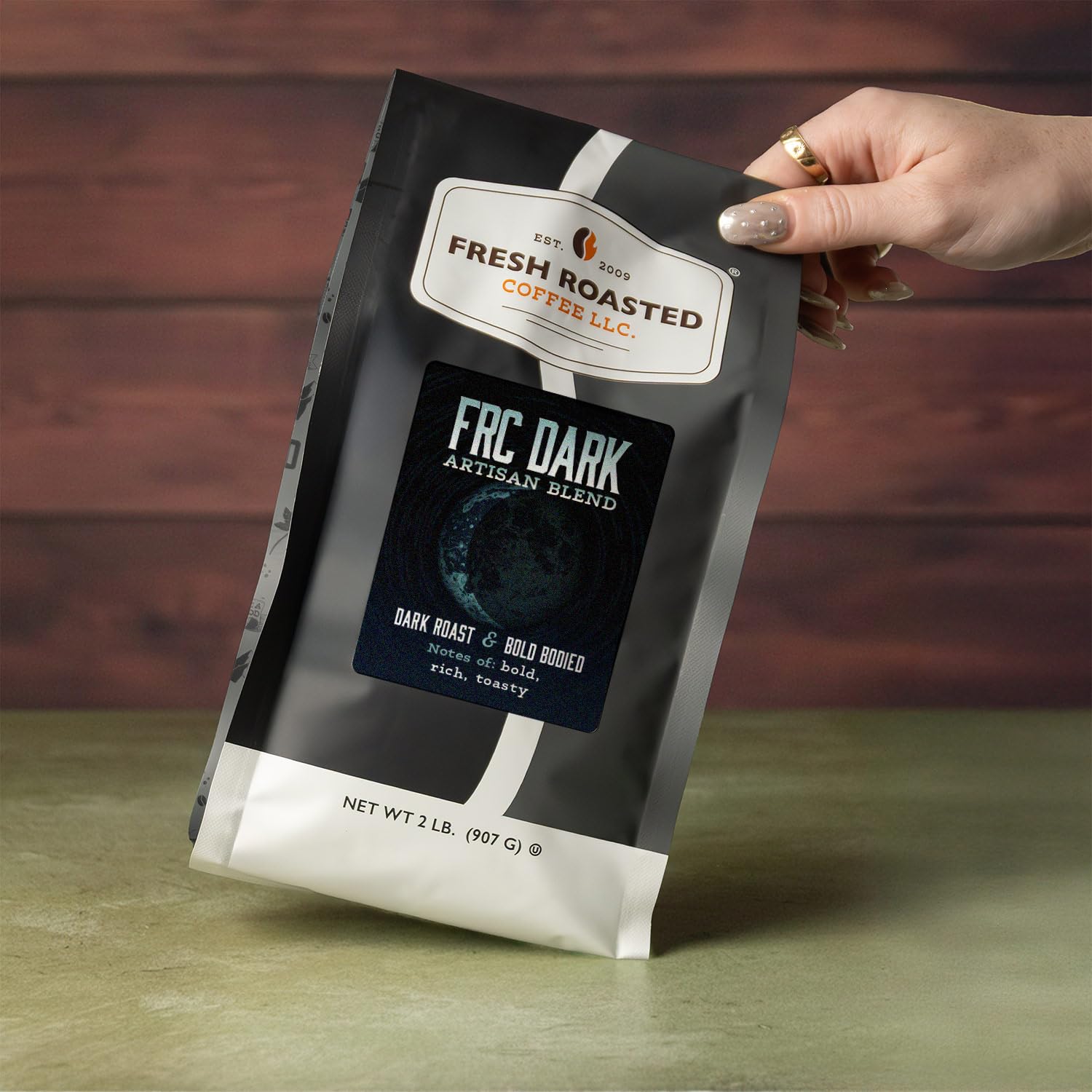 Fresh Roasted Coffee, FRC Dark Roast Blend Drip Ground Coffee, Dark Roast, Kosher, 2 lb (32 oz)