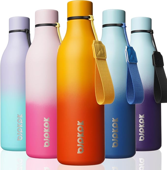 BJPKPK 18oz Insulated Water Bottle, Stainless Steel Bottle with Carry Strap