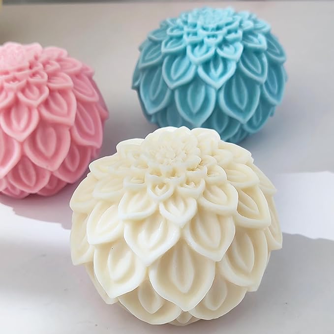 Lotus Ball Candle Mold Lotus Flower Mold Peony Mold Ball Mold Flower Resin Casting Mold Resin Making Molds Silicone Mold for Candle Home Decorate Mold Candle Making Mold 3D Animal Mold Clay Mold