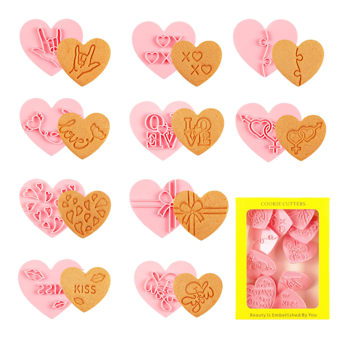 8PCS Happy Birthday Cookie Cutter Sets 3D Plastic Cookie Cutters with Plunger Stamps Pressable Biscuit Mold Cookie Molds Cake Baking Fondant Cutter Birthday Party DIY Cookie Decorating Supplies(C)