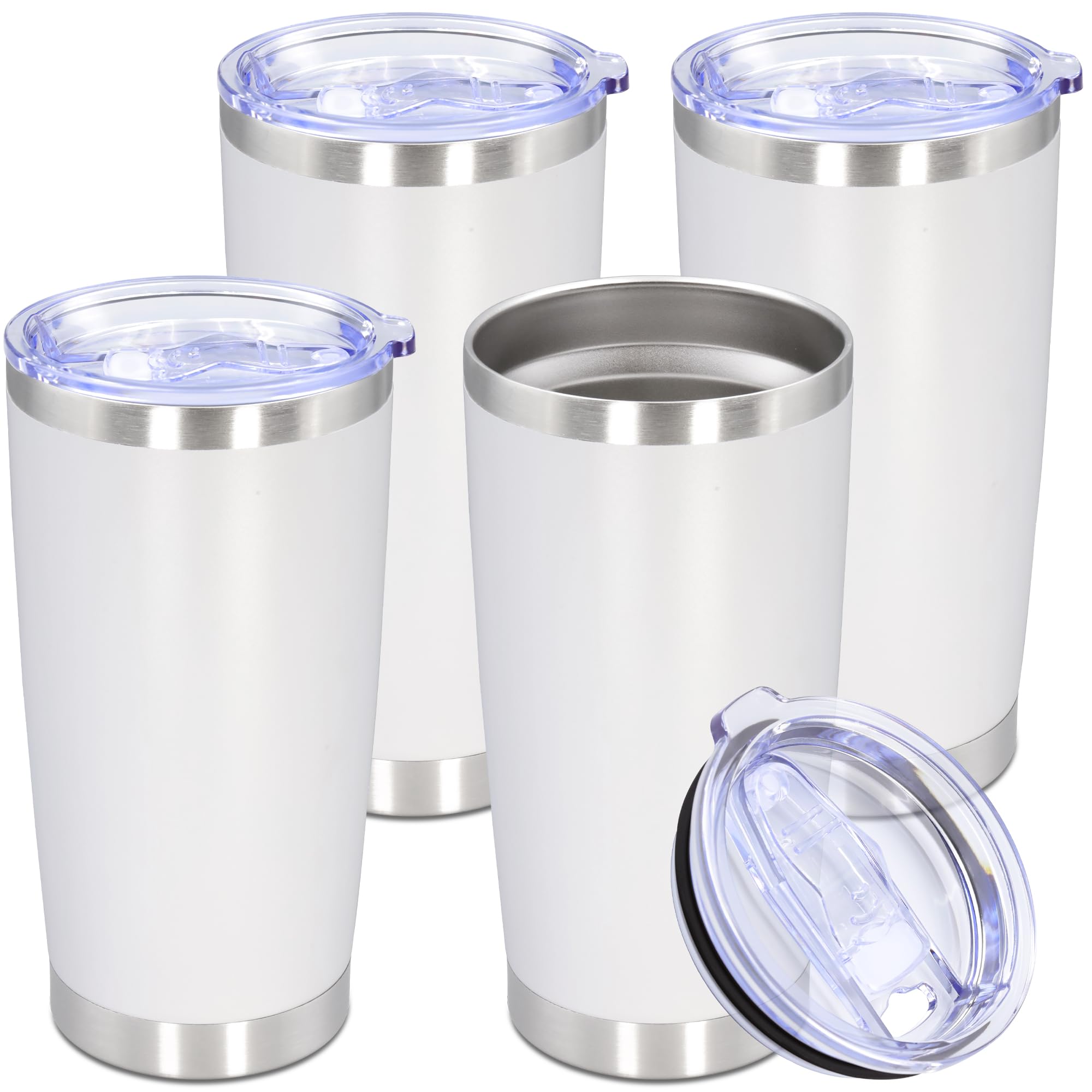 20oz Tumbler Stainless Steel Tumbler Coffee Tumbler with Lid White, 4P