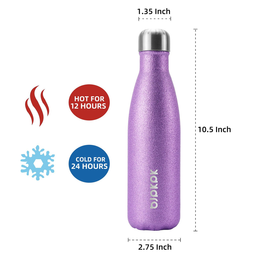BJPKPK 17 oz Small Insulated Water Bottle, Stainless Steel, Leak Proof