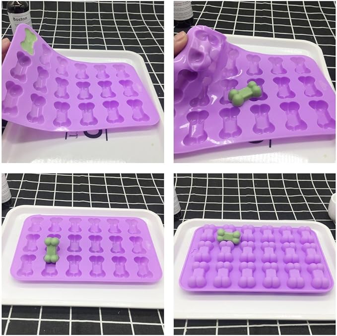 homEdge Jumbo Puppy Dog Paw (6 Cavity) and Bone Molds, Non-Stick Food Grade Silicone Dog Treats Molds, Silicone Mold for Chocolate, Candy, Jelly, Ice Cube, Dog Treats (Set of 4PCS)