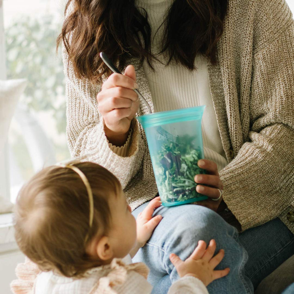 Zip Top Reusable Food Storage Bags | Medium Cup [Lavender] | Silicone Meal Prep Container | Microwave, Dishwasher and Freezer Safe | Made in the USA