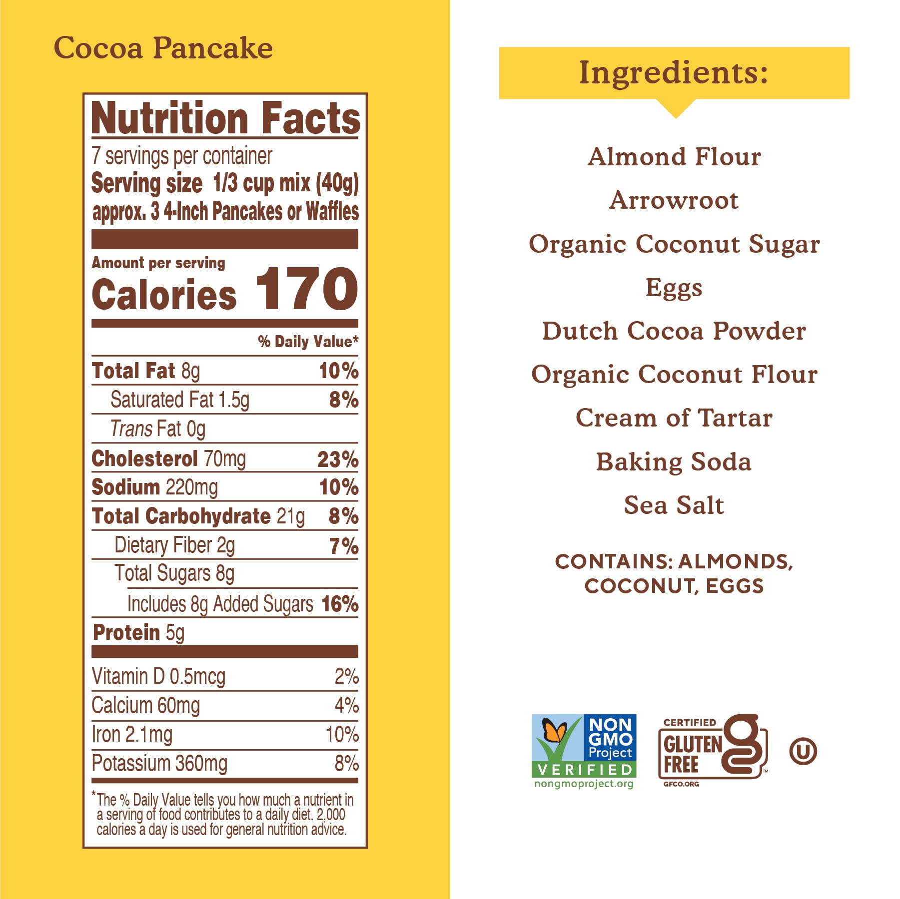 Simple Mills Cocoa Pancake and Waffle Mix, Just add Water, Gluten Free, Paleo Friendly, Breakfast, 10 oz (6 pack)