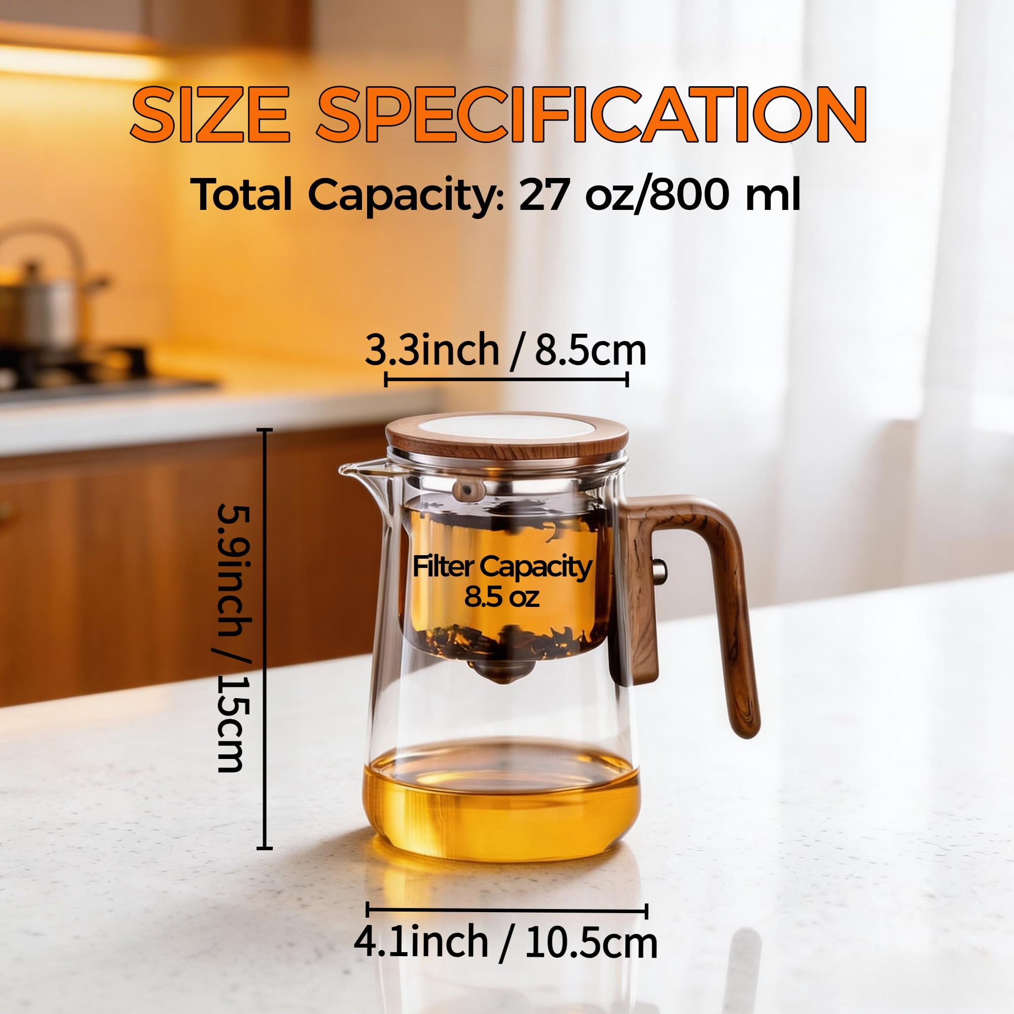 DRNKNSTX Enchanted Tea Pot with Tea Infuser, Loose Leaf Tea Steeper, 27 oz