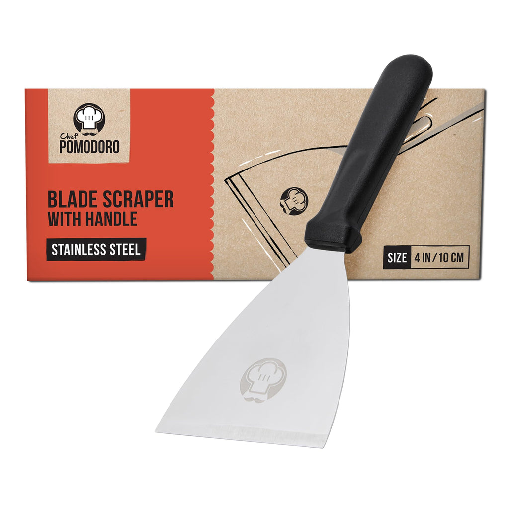 Chef Pomodoro Stainless Steel Bench Scraper, Pizza Dough Cutter, 4 inch