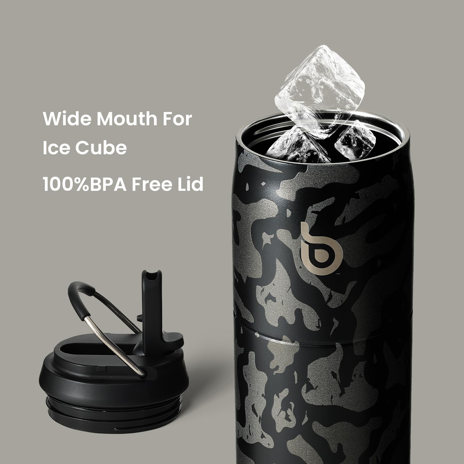 BOTTLE BOTTLE Stainless Steel Water Bottle 32 oz Black Camouflage