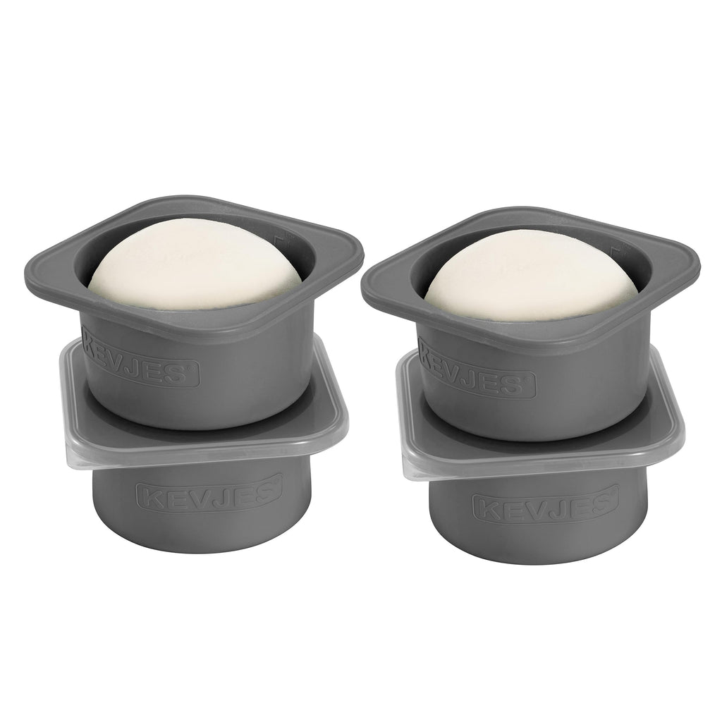 KEVJES Stackable Silicone Artisan Pizza Dough Proofing Proving Boxes with Air-tight Lids-4pack-500ml Volume for 250g Dough Ball (Space Grey)