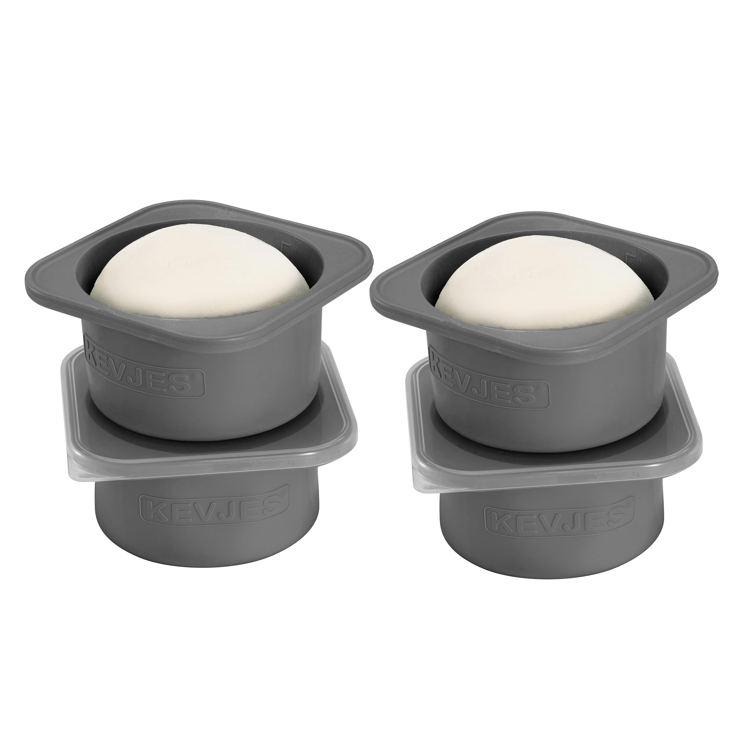 KEVJES Stackable Silicone Artisan Pizza Dough Proofing Proving Boxes with Air-tight Lids-4pack-500ml Volume for 250g Dough Ball (Space Grey)