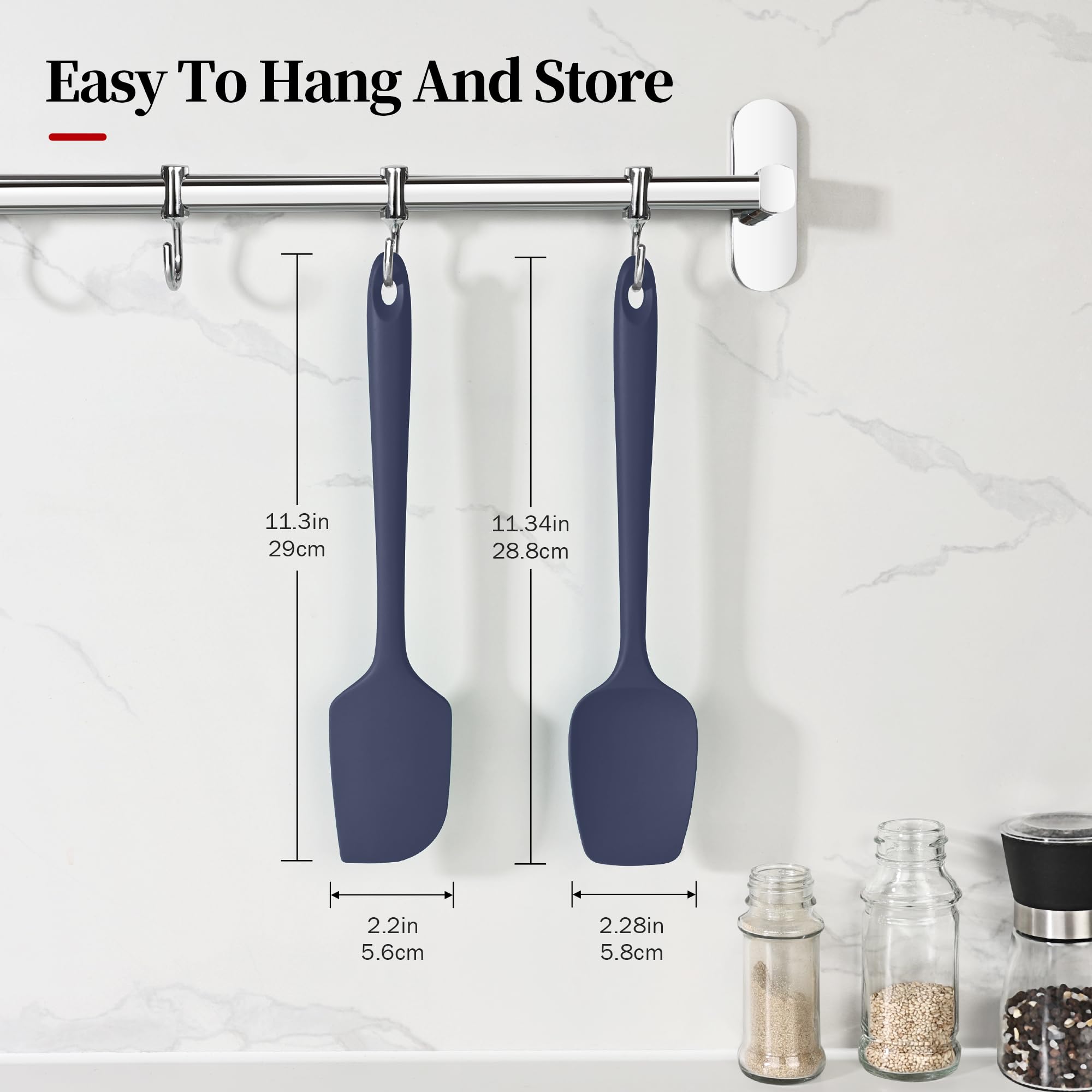 Lilybeam 600ºF Heat Resistant Silicone Spatula Spoonula Set of 2, Blue