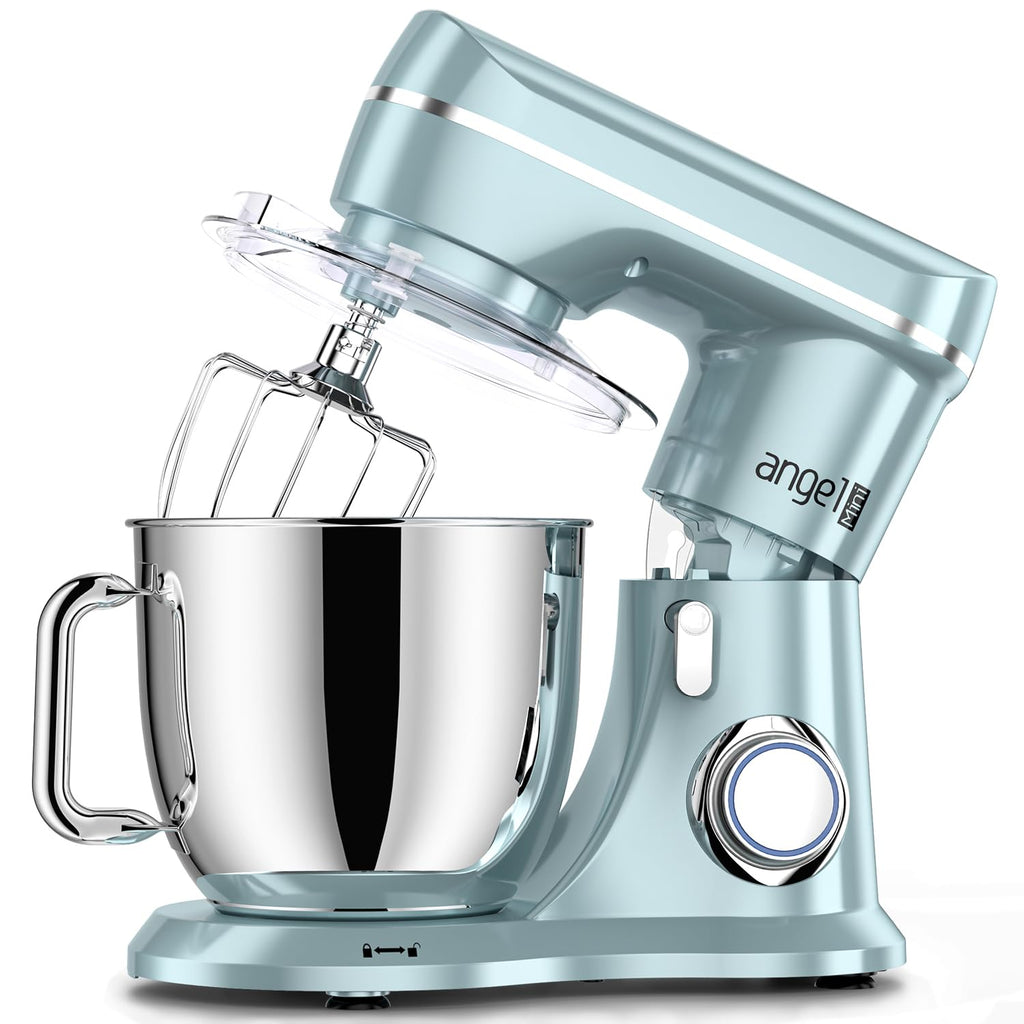Mini Angel Stand Mixer,10-Speed Kitchen Electric Mixer,Tilt-Head Food Mixer with Dough Hook, Wire Whisk, Flat Beater, Stainless Steel Bowl (Blue2, 5QT)