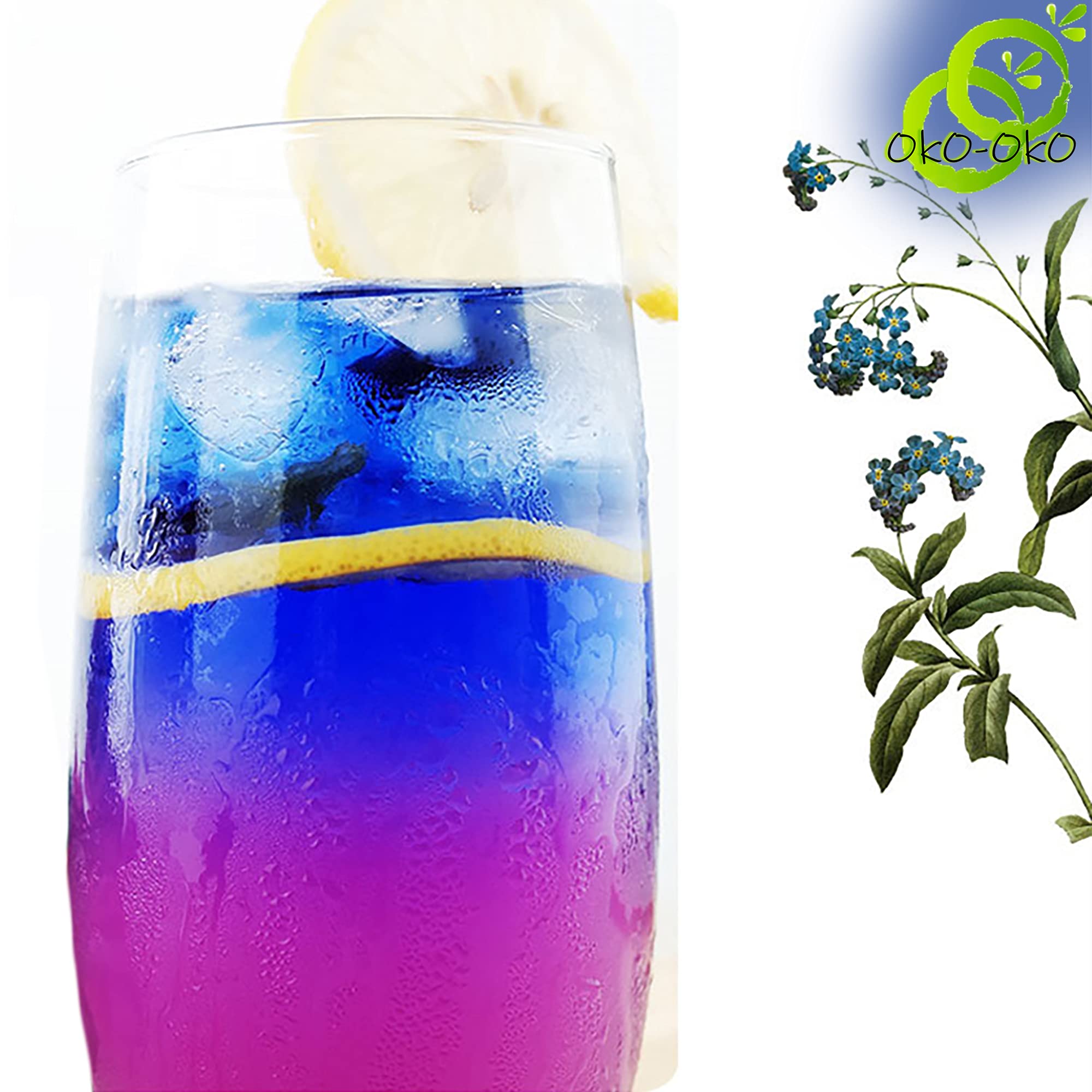 Blue Matcha Butterfly Pea Powder 4 Oz | OkO-OkO - Premium - 100% Natural from flowers of Ternatea Thailand No additives - infusion, Blue Herbal tea, Organic Vegan food coloring, cocktail, meal, baking