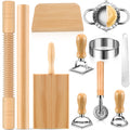 9 Pcs Gnocchi Pasta Making Tools kit - Gnocchi Board, Pasta Cutter, Ravioli Stamp, Wood Threaded Pasta Roller Pin Set, Noodle and Dumplings Maker, Homemade Kitchen Gift for Pasta Lovers