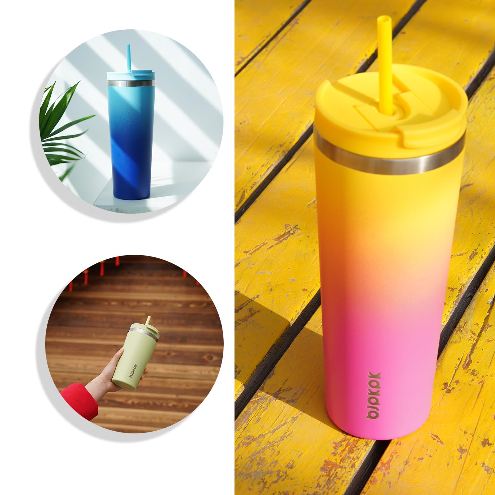 BJPKPK 26 oz Coffee Tumbler with Straw, Insulated Stainless Steel Cup