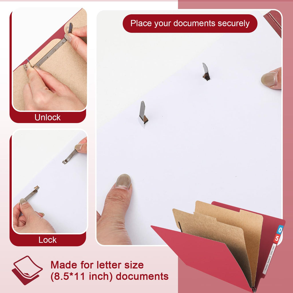 Skyygemm 24 Pack Classification Folders, Letter Size,2 Dividers,Dark Red
