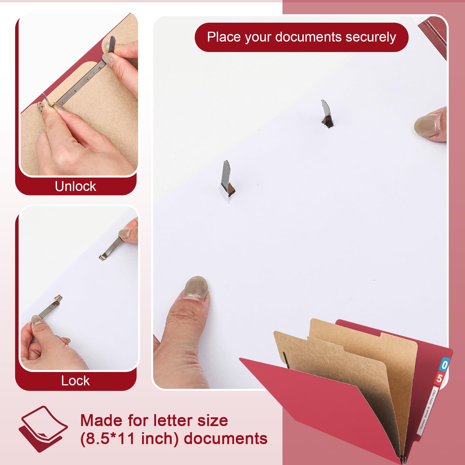 Skyygemm 24 Pack Classification Folders, Letter Size,2 Dividers,Dark Red