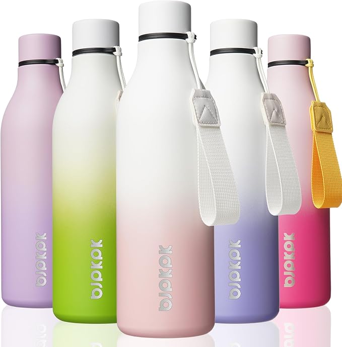 BJPKPK 18oz Insulated Water Bottle, Stainless Steel Bottle with Carry Strap