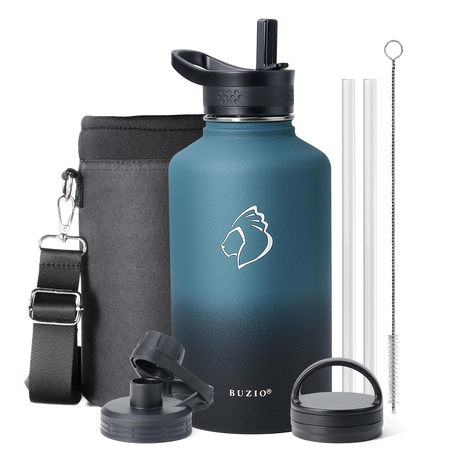 BUZIO Half Gallon Water Jug Insulated Stainless Steel (Cold for 48 Hrs)