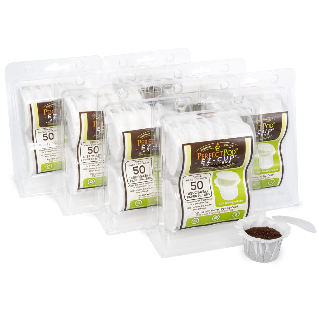 Perfect Pod EZ-Cup Paper Filters with Lid for Reusable Coffee Pods, 350 Ct
