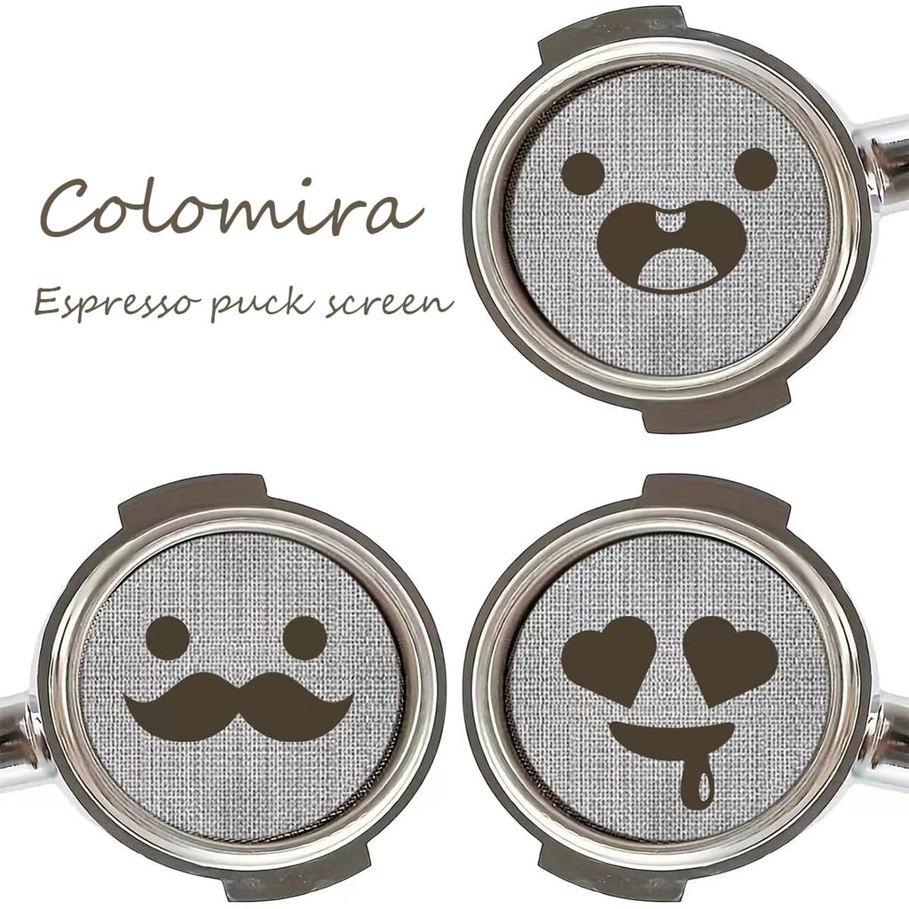 ColoMira 58.5mm Espresso Puck Screen, Lower Shower Screen, Metal Coffee Reusable Filter for 58mm Espresso Portafilter Basket, 1.7 Thickness(Happy)