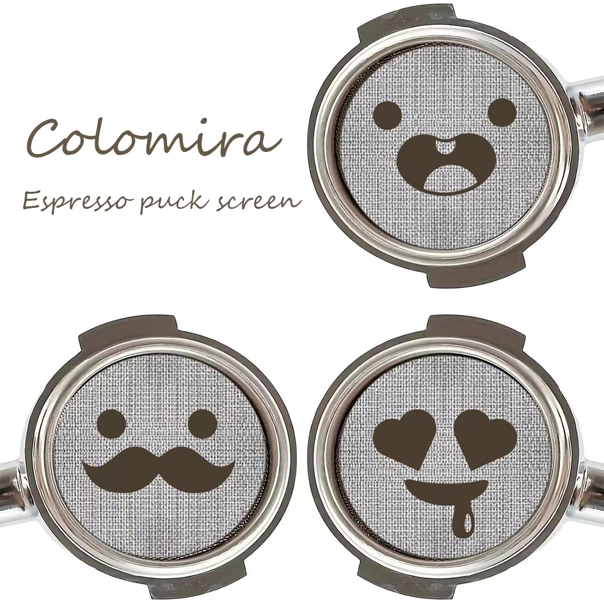 ColoMira 58.5mm Espresso Puck Screen 3 PCS Set(Cute Face)