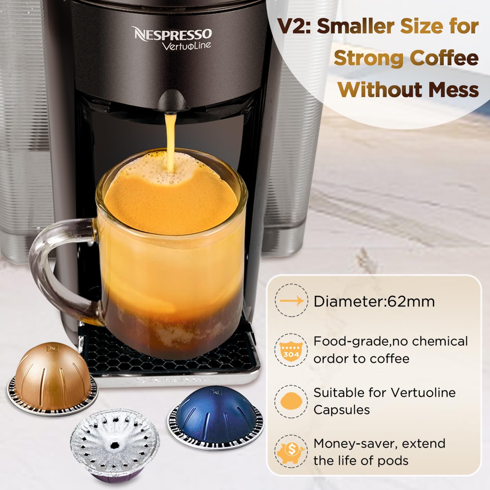 CAPMESSO Foil Lids for Nespresso Vertuo Pods - 100 Aluminum Foil Lids