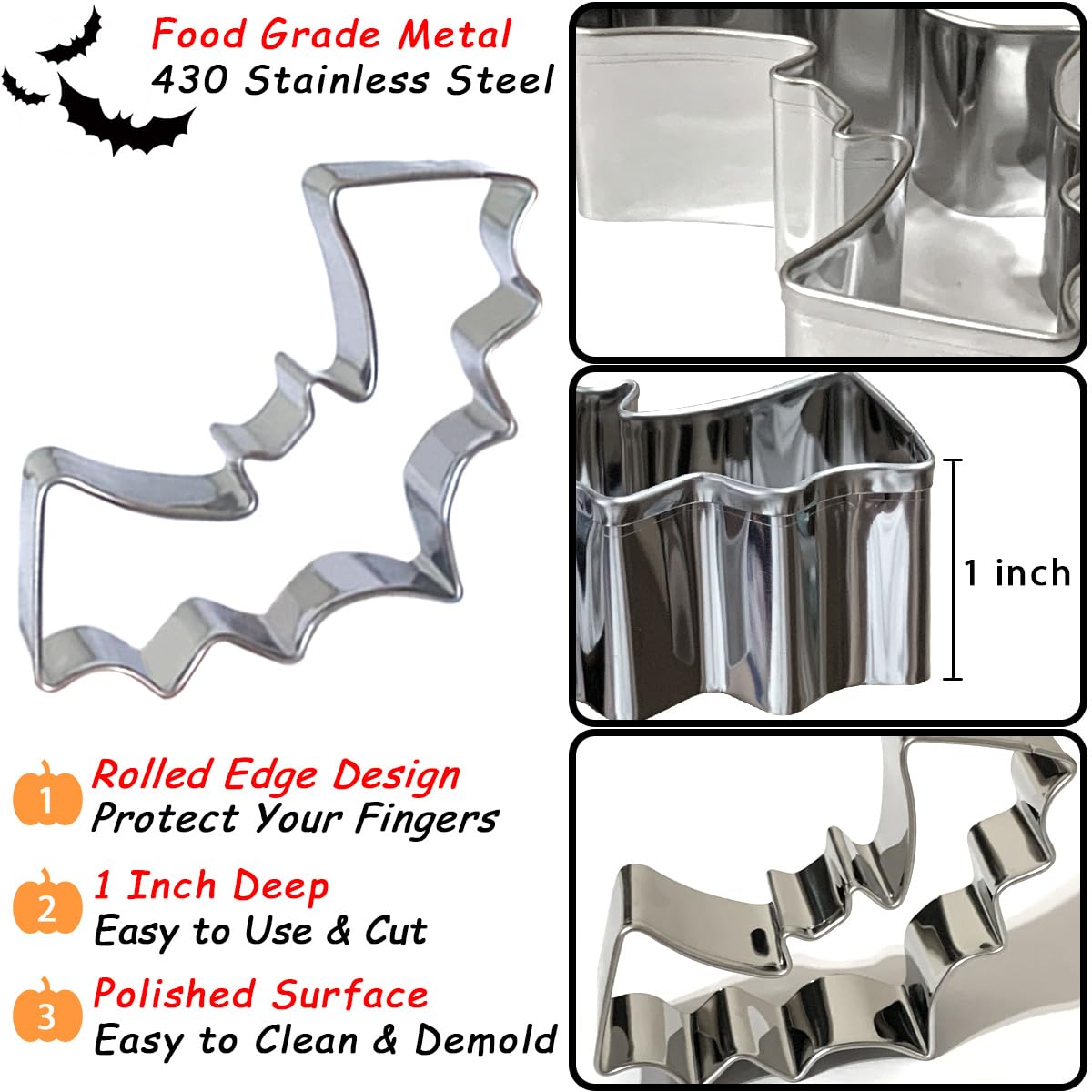 Kanehosi Halloween Cookie Cutters 7Pcs, Easy to Clean & Demold