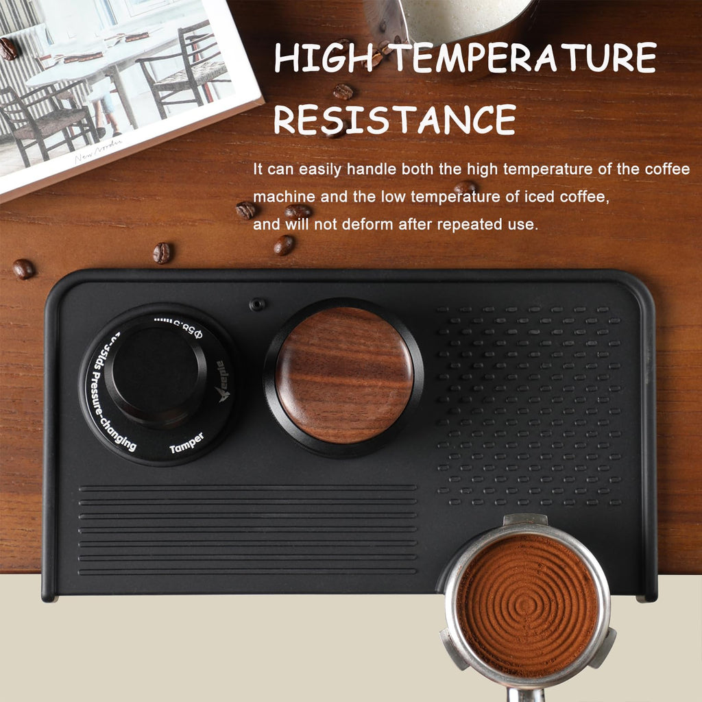 Espresso Tamping Mat with Portafilter Slot, Thick Food Grade Silicone Tamper Pad, Heat Resistant & Non-Slip Coffee Tamping Station for Home Barista
