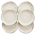 MORA Ceramic Helix Swirl Salad Plates Set of 6, 8in Spiral Porcelain Dish for Kitchen, Small Dinner, Lunch, Appetizer, Dessert, etc - Dishwasher, Microwave, Freezer, Oven Safe Dishware - Snowy White