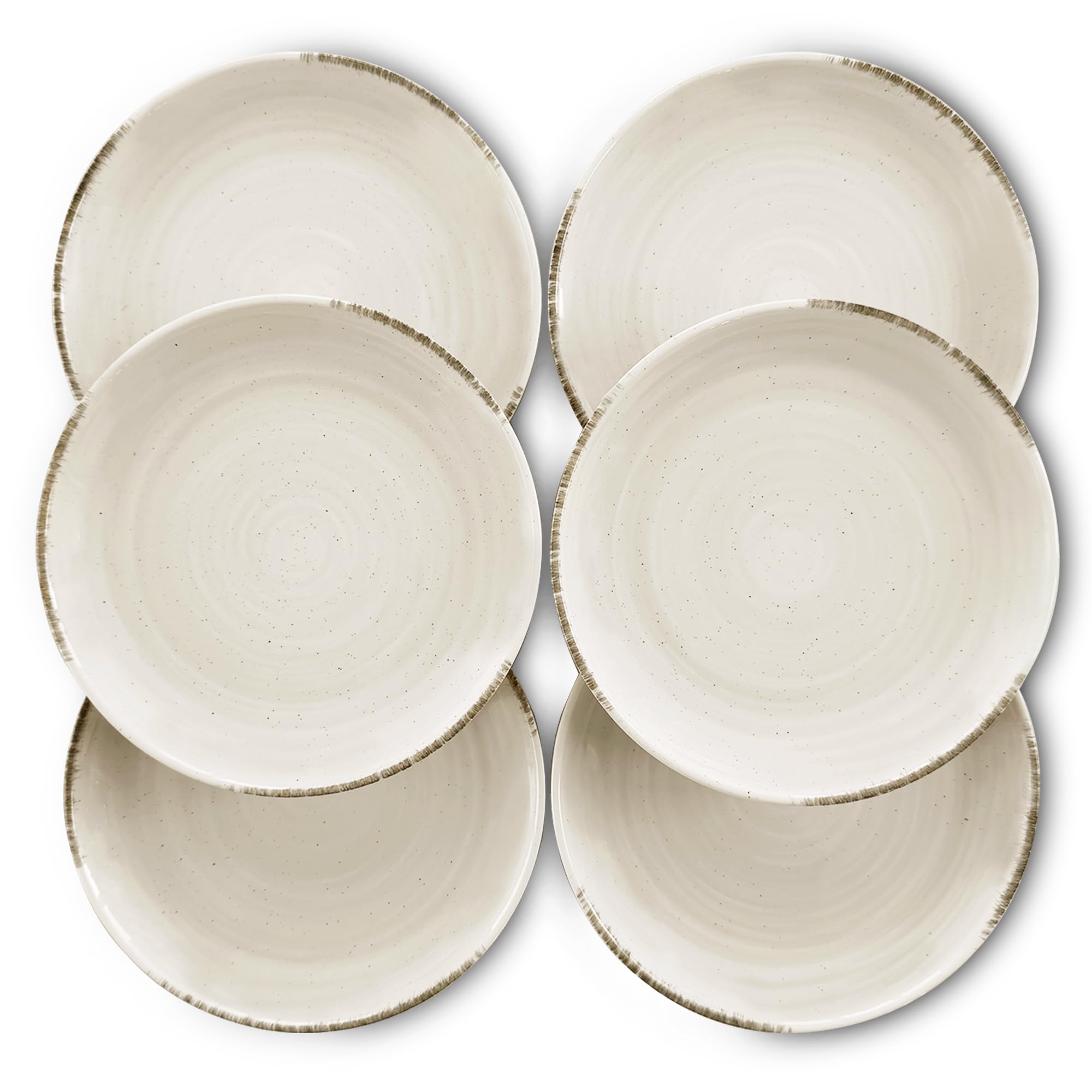 MORA Ceramic Helix Swirl Salad Plates Set of 6, 8in Spiral Porcelain Dish for Kitchen, Small Dinner, Lunch, Appetizer, Dessert, etc - Dishwasher, Microwave, Freezer, Oven Safe Dishware - Snowy White