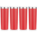 HASLE OUTFITTERS 20 oz Skinny Tumblers Bulk Set, Stainless Steel Insulated Slim Tumblers with Lids, Reusable Double Wall Travel Coffee Mugs, Durable Powder Coated Travel Water Cups(Red, 4)