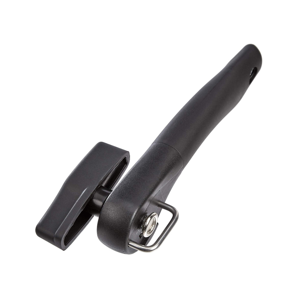 Amazon Basics Manual Can Opener, Easy to Use, Hand Held with Soft Grip Single Handle, Clean Cutting, Large, Black
