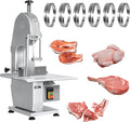 Commercial Electric Meat Bone Saw Machine, Kitchen Frozen Food Processor, Adjustable Thickness 0.6-5.9”, Butcher Band Saw with 20x15” Work Table for Chicken Fish Beef Bread