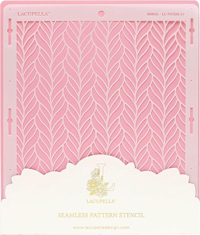 Cake Baking Stencil - Seamless Delicate Pattern for Decorating Tall Double Barrel Cake to Use with Buttercream, Royal Icing, Ganache, Paint, Airbrush (BRIDA)