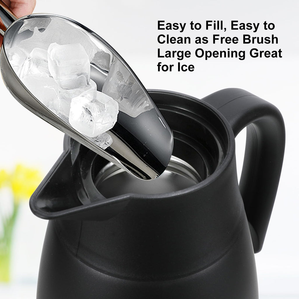 Thermal Coffee Carafe, Updated Insulated Stainless Steel Coffee Carafes for Keeping Hot Coffee & Water Hot Beverage-12Hours, Double Walled Vacuum Coffee Carafe (black)