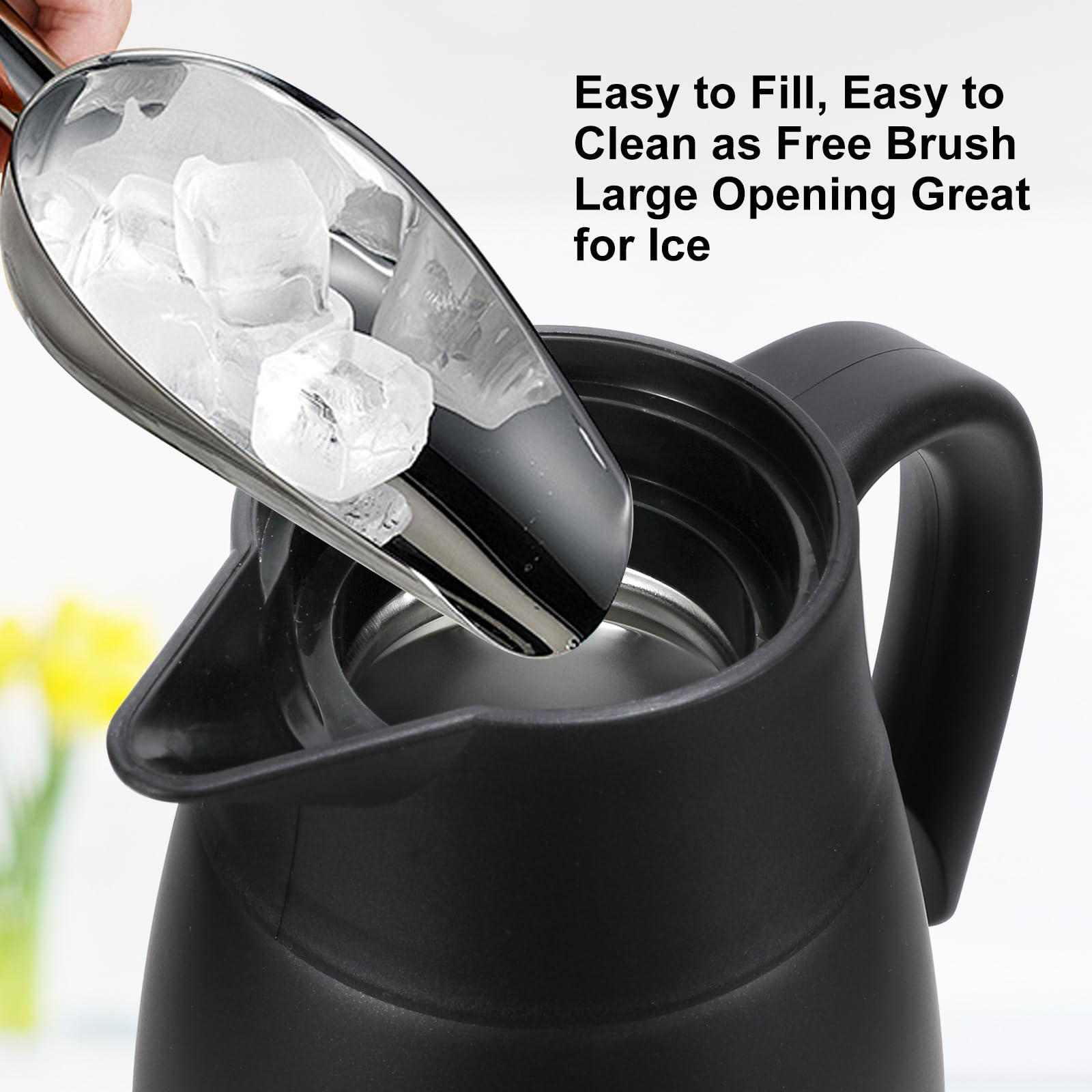 Thermal Coffee Carafe, Updated Insulated Stainless Steel Coffee Carafes for Keeping Hot Coffee & Water Hot Beverage-12Hours, Double Walled Vacuum Coffee Carafe (black)