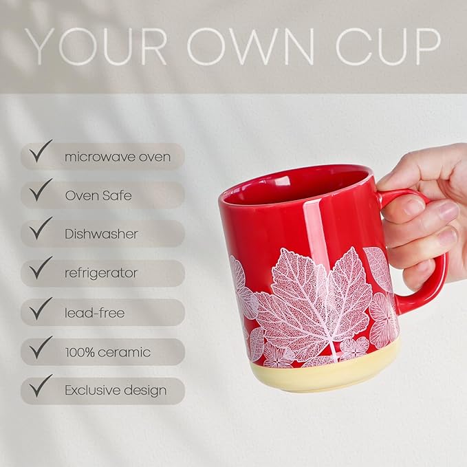 17 oz Large Coffee Mug with Handle Tea Cup Novelty Coffee Cup for Men Women Office Work.Microwave and Dishwasher Safe, Red