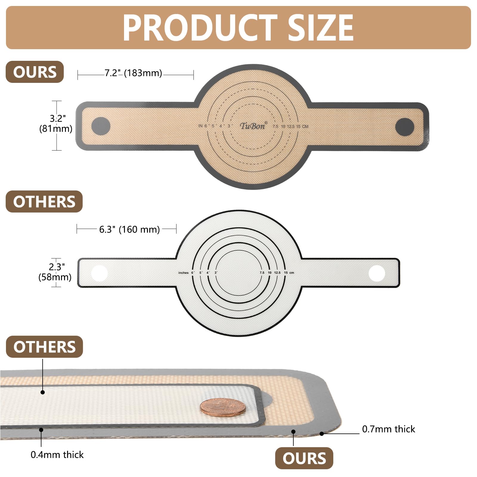 TuBon 8.3" Silicone Bread Sling for Dutch Oven - 1pcs Non Stick Reusable Baking Mat with Handles, Perfect for Sourdough Bread, Round Pizza, Artisan Loaf - Easy Clean, Odor Free, Heat Resistant