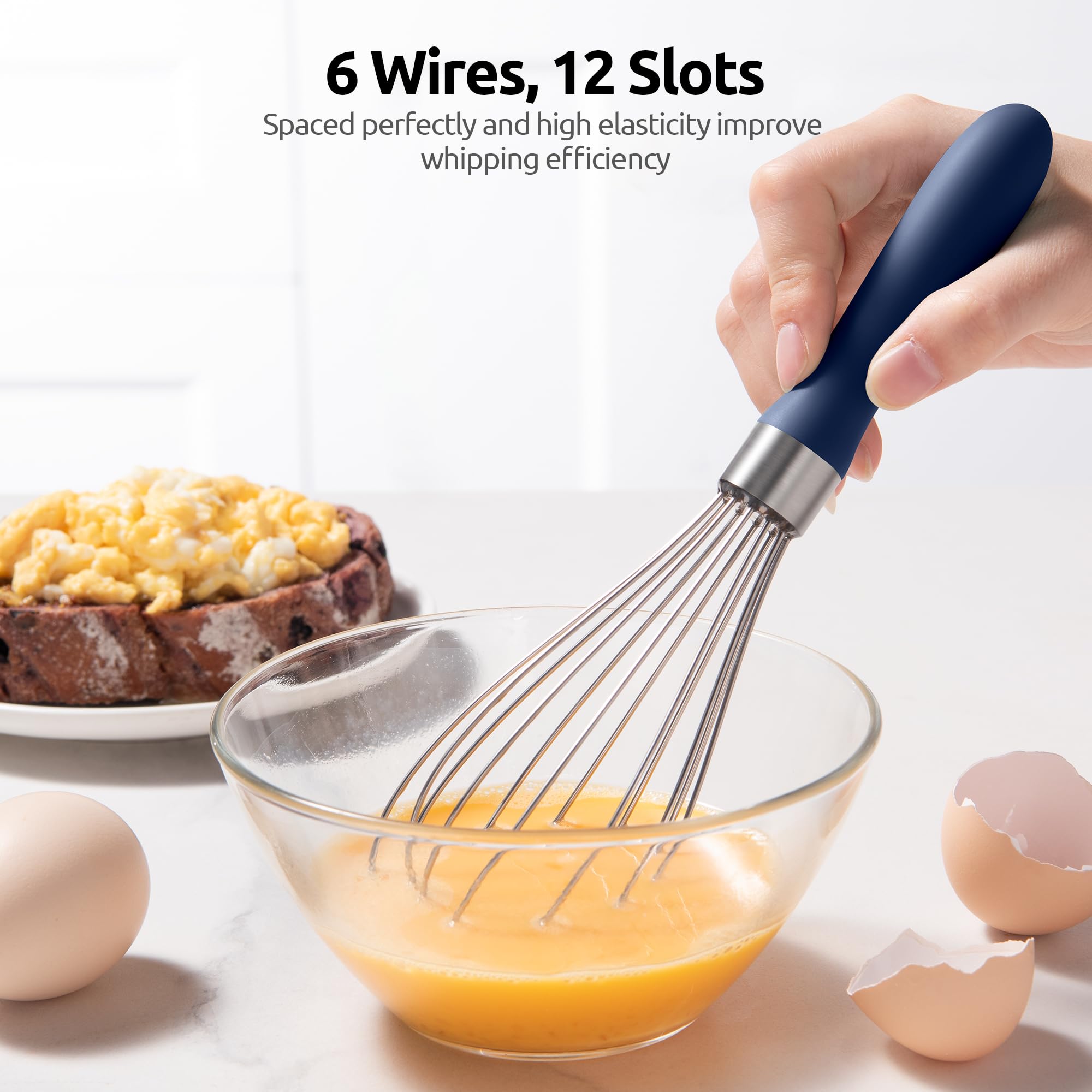 U-Taste Wire Whisk for Cooking, 18/10 Stainless Steel Wisk, S/Midnight Blue