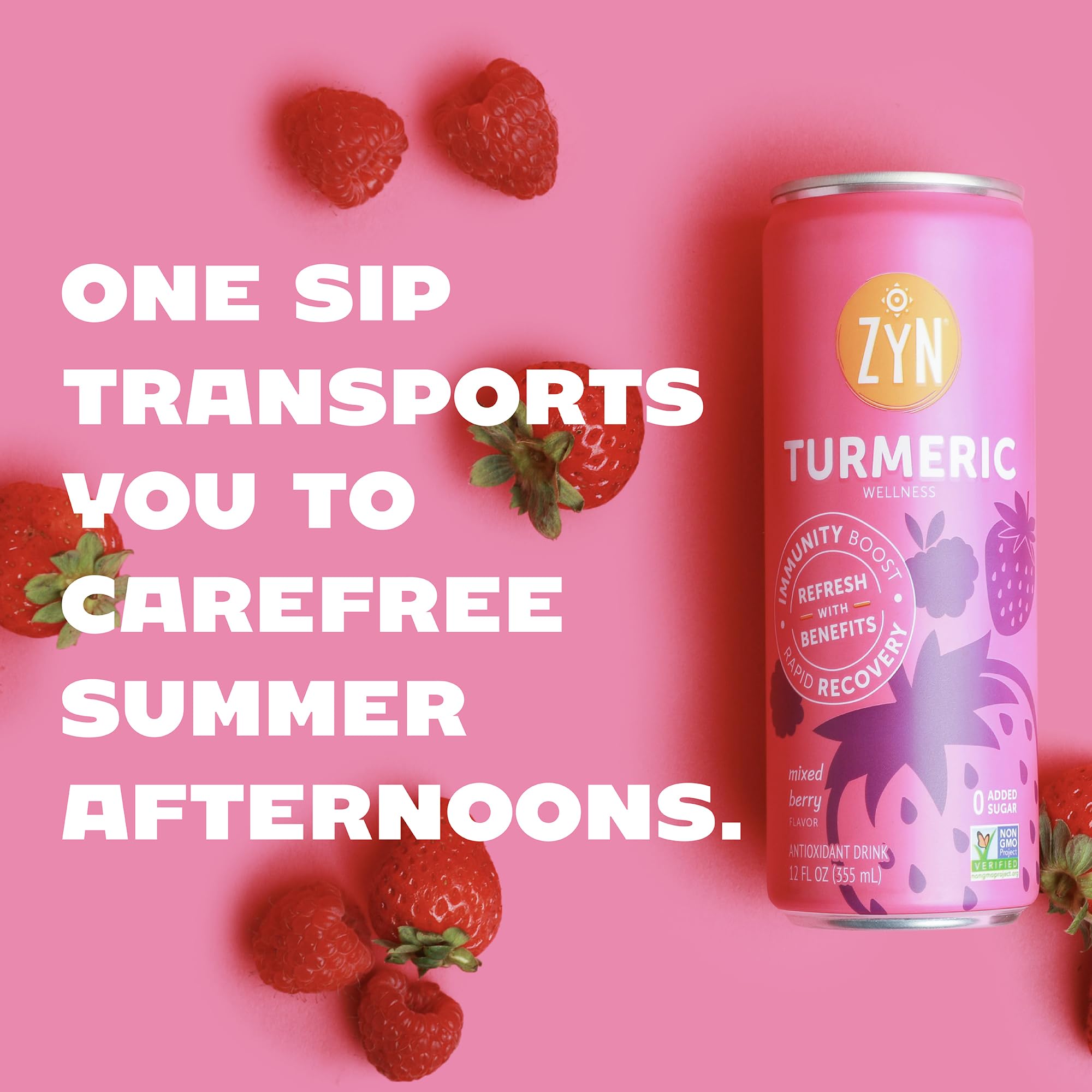 ZYN Tasty Turmeric Drink Low Cal, No Added Sugar Mixed Berry, 6 Pack
