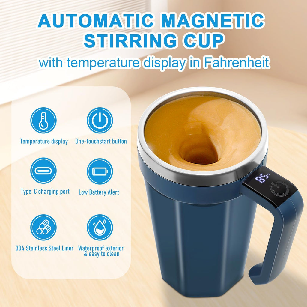Self Stirring Mug with Temperature Display, 18oz Self Stirring Coffee Mug
