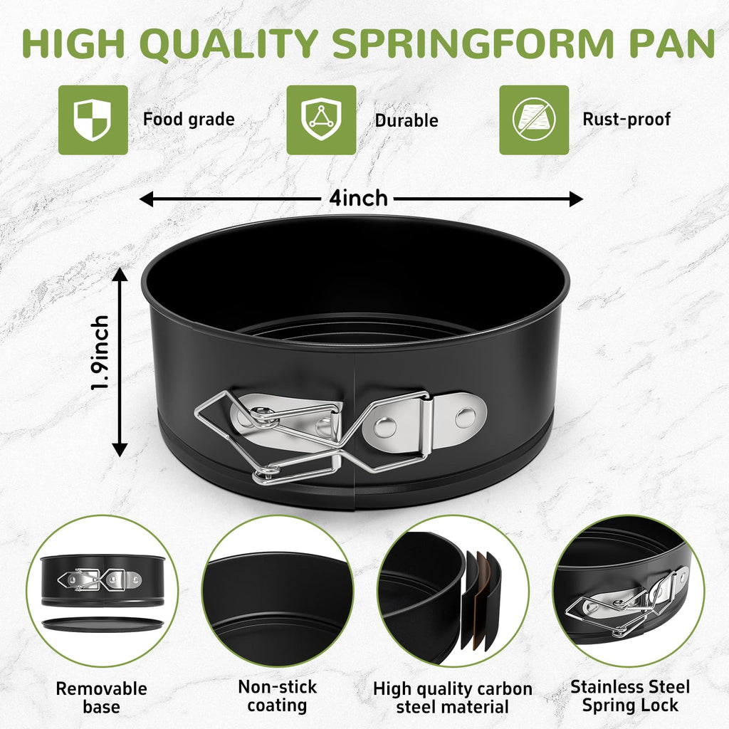 ZeroPone 4 Inch Mini Springform Pan for Mini Cheesecake Pizza