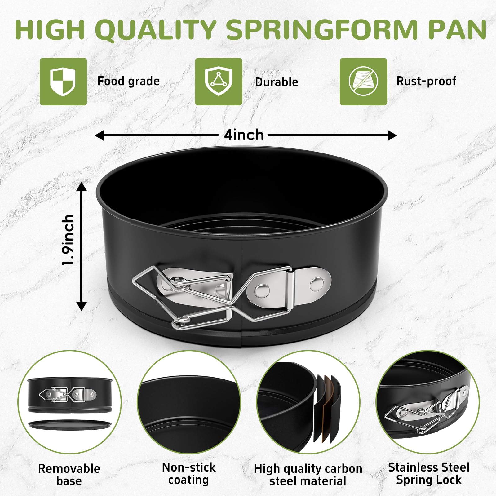 ZeroPone 4 Inch Mini Springform Pan for Mini Cheesecake Pizza