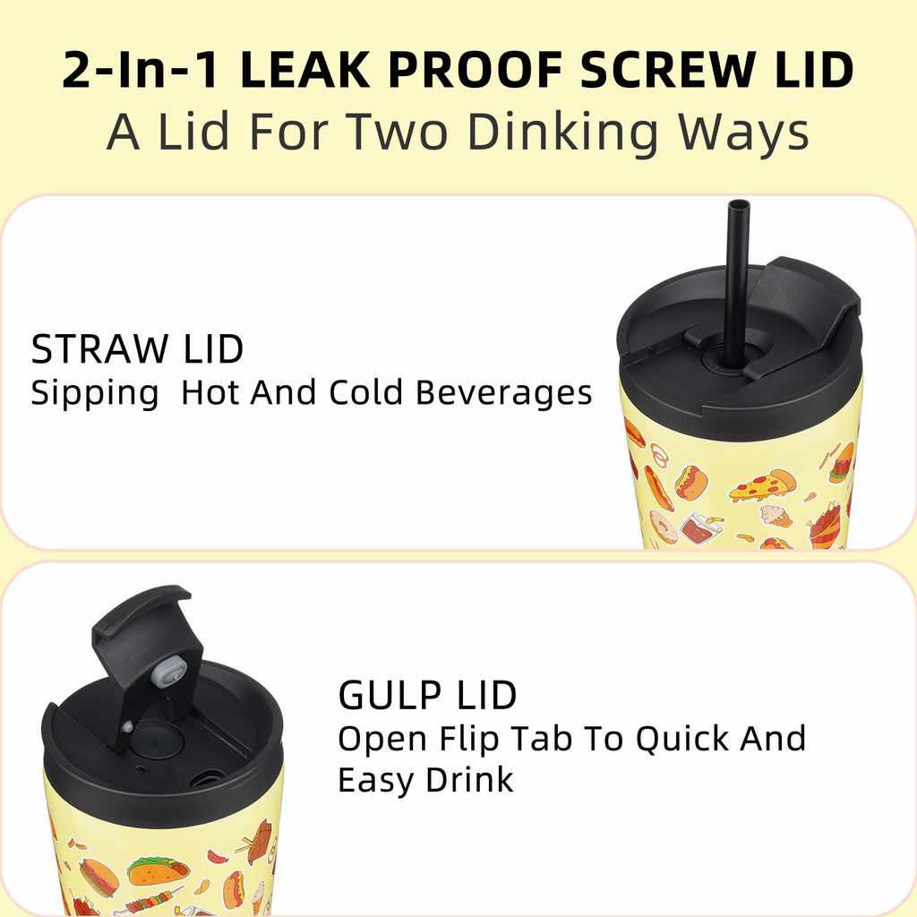 BJPKPK 22 oz Coffee Tumbler with Straw, Insulated Stainless Steel Cup