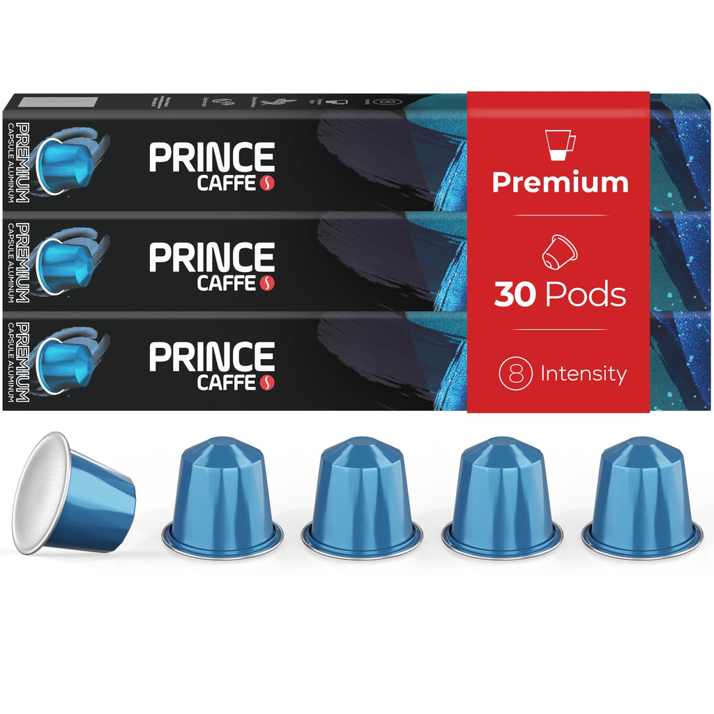 Prince Caffe Espresso Pods – PREMIUM Intensity 8 Medium Roast Coffee Capsules – Compatible with Nespresso, Pods for Original Line Machines – Premium Quality Espresso Capsules 3 x 10 Pack (30 Count)