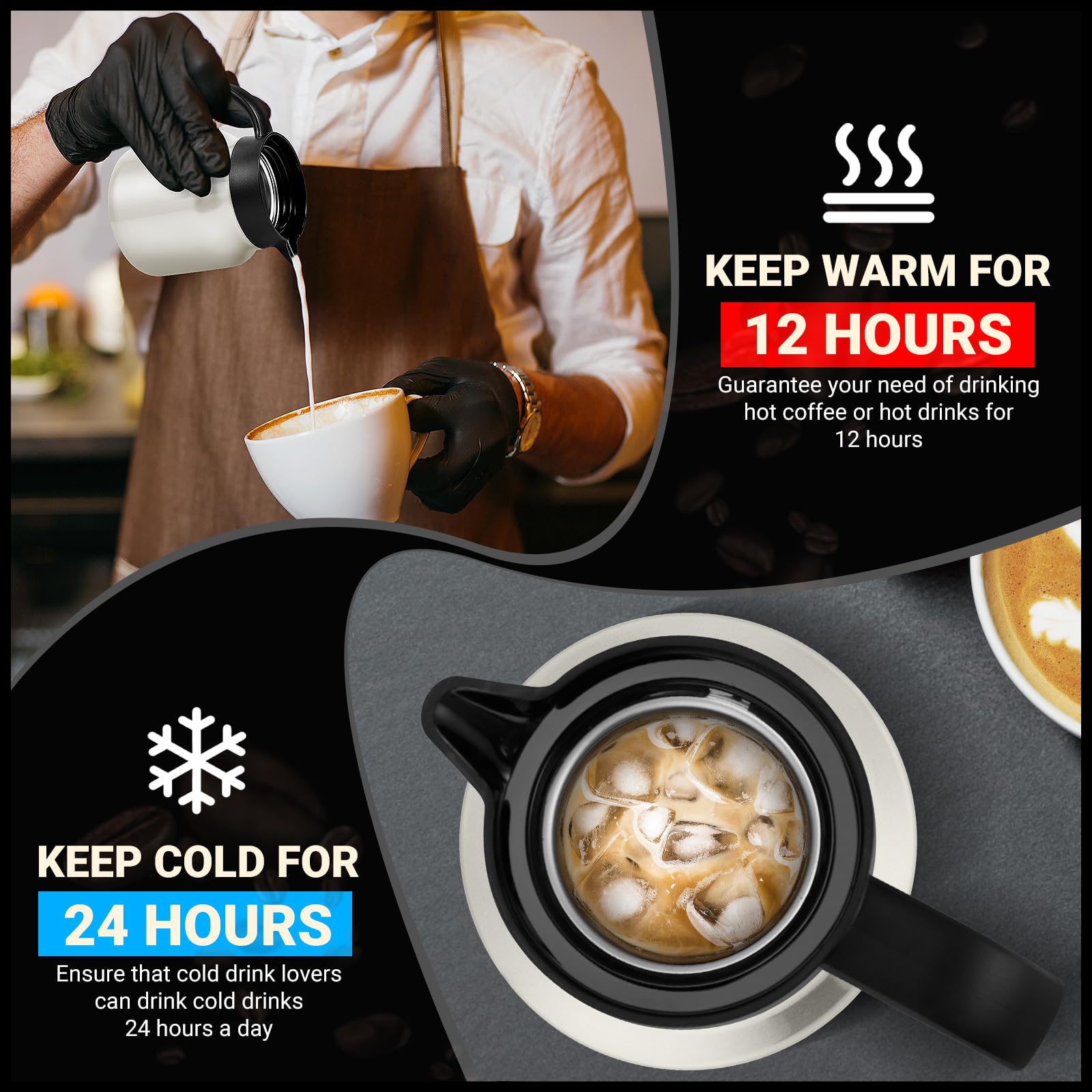 WYHVAND Small Insulated Coffee Carafe, 27 oz, Keeps Hot for 12H, Cream
