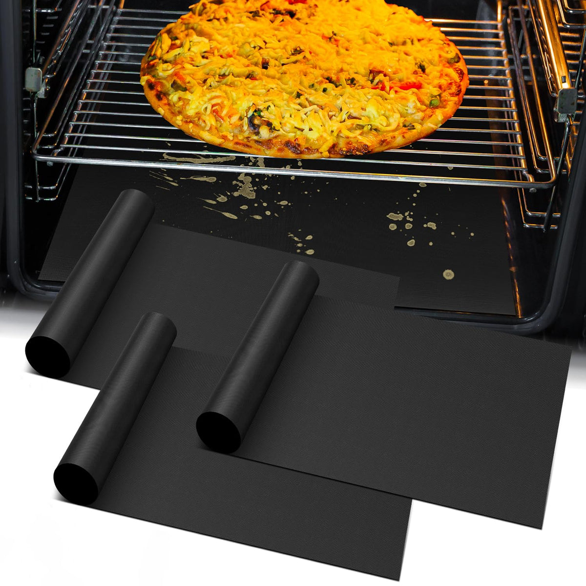 Oven Liners for Bottom of Oven-23.6"x 15.7" Non-Stick Electric Oven Cover for Stovetop,Toaster Oven Drip Liner, Heat Resistant Grill Baking Mat- BPA & PFOA Free Kitchen Accessory to Keep Oven Clean