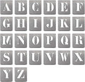 HAUTMEC Vintage Aluminum Letters Stencils, A to Z Aluminum Stencils & Holder, 2-1/2"(60mm) Letters, Shop Stencil, Advertising Stencilling, Craft-Printing, Reusable HT0244-ST