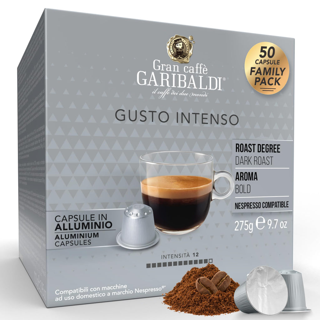Gran Caffè Garibaldi Gusto Intenso Espresso Capsules, 50 Count Coffee Pods